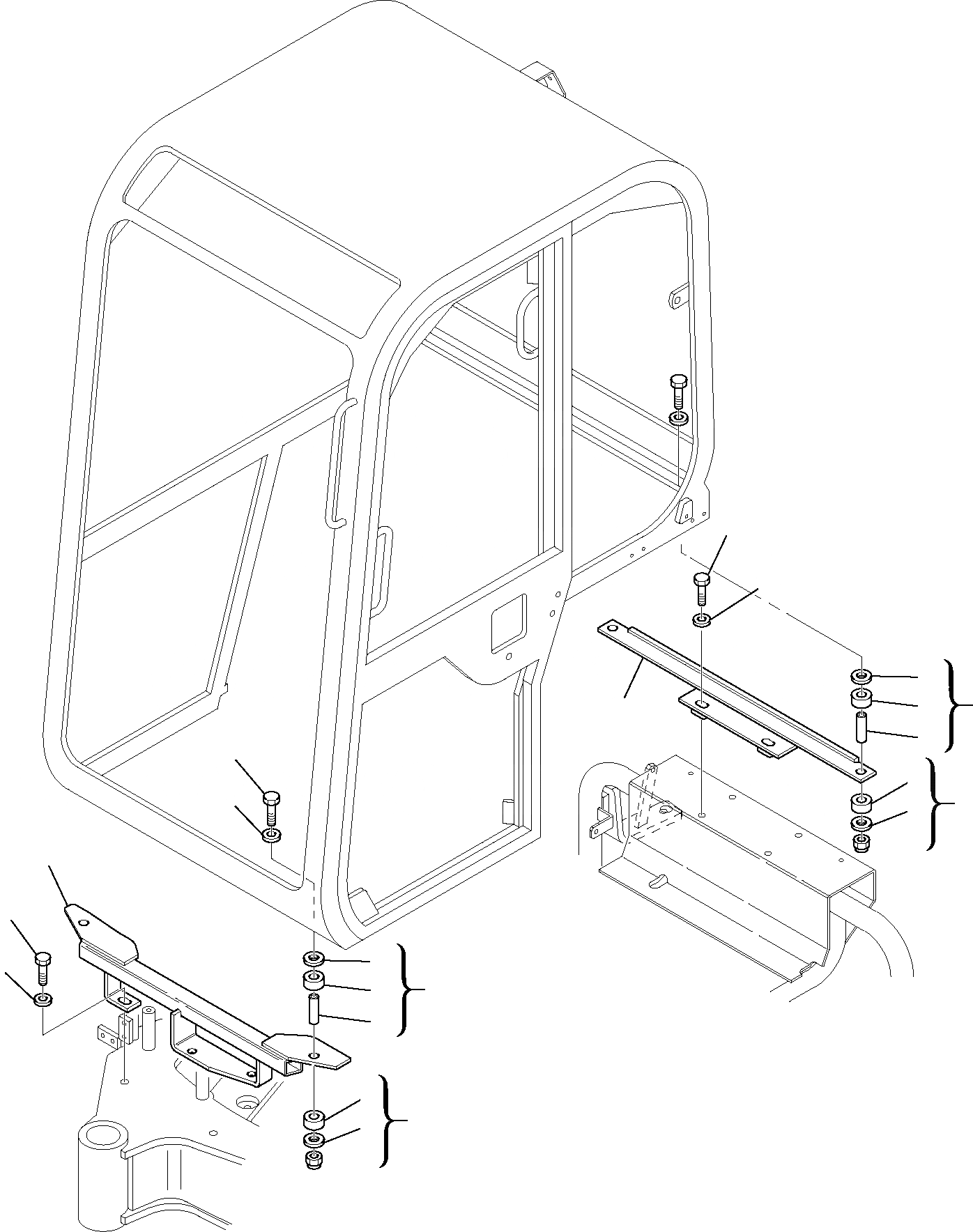 Схема запчастей Komatsu PC12R-8 - КАБИНА (ЭЛЕМЕНТЫ КРЕПЛЕНИЯ) ЧАСТИ КОРПУСА И КАБИНА