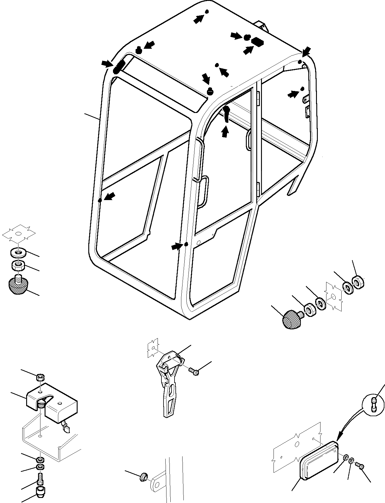 Схема запчастей Komatsu PC12R-8 - КАБИНА (/) ЧАСТИ КОРПУСА И КАБИНА