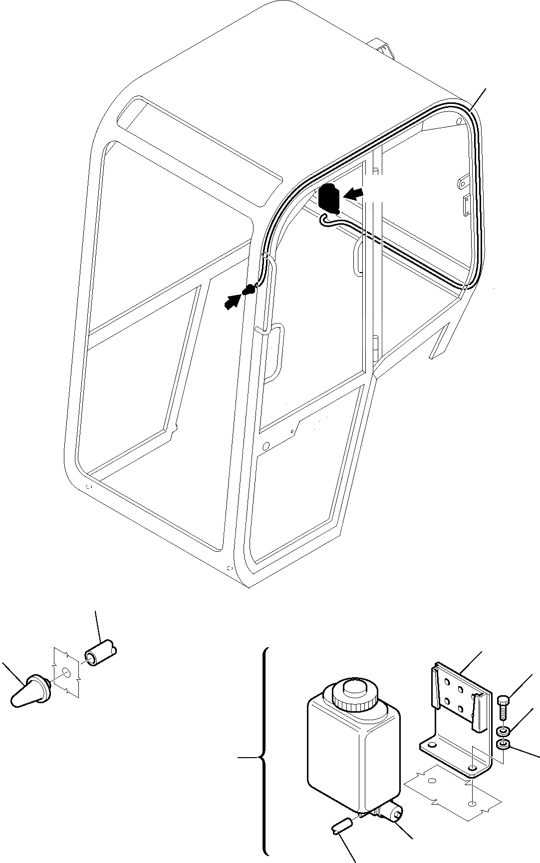 Схема запчастей Komatsu PC12R-8 - WINDЭКРАН ОМЫВАТЕЛЬ ЧАСТИ КОРПУСА И КАБИНА