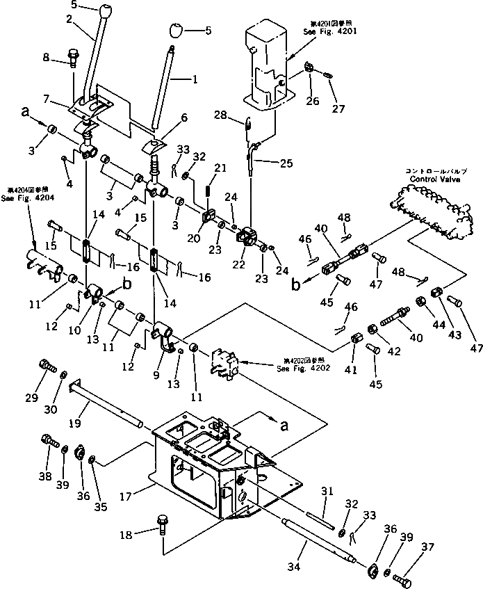 Схема запчастей Komatsu PC12UU-1 - РЫЧАГ УПРАВЛ-Я ХОДОМ СИСТЕМА УПРАВЛЕНИЯ И ОСНОВНАЯ РАМА