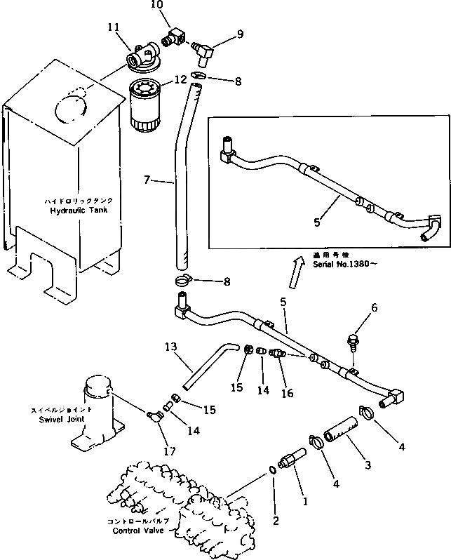 Схема запчастей Komatsu PC12UU-1 - ГИДРОЛИНИЯ (КЛАПАН - БАК) УПРАВЛ-Е РАБОЧИМ ОБОРУДОВАНИЕМ