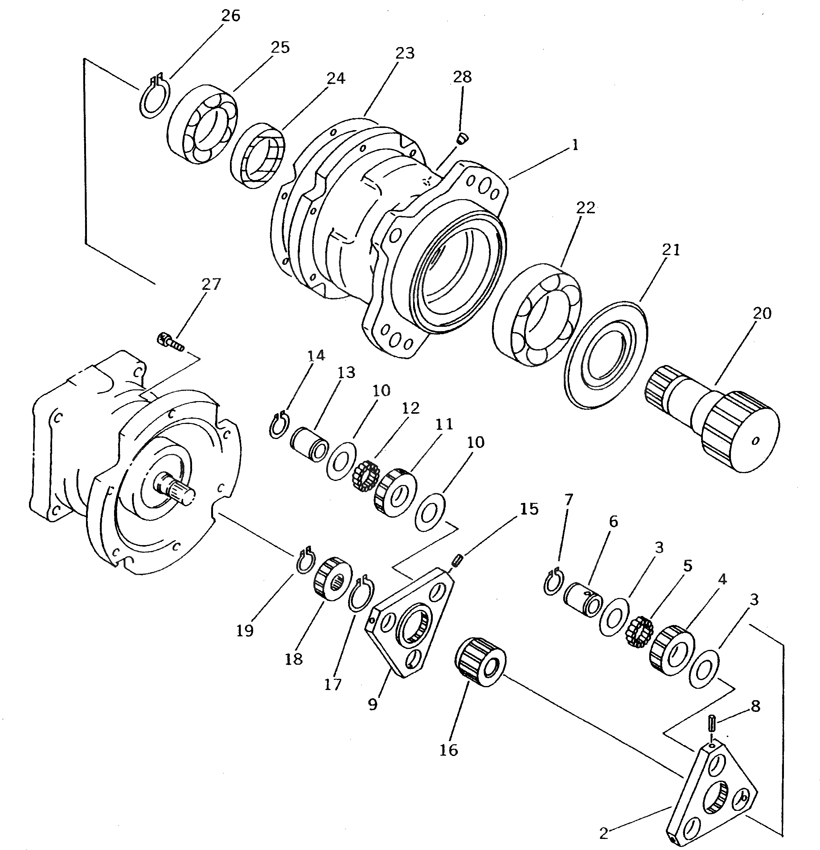 Схема запчастей Komatsu PC12UU-2 - МОТОР ПОВОРОТА (/) (ВНУТР. ЧАСТИ)(№-999) ОСНОВН. КОМПОНЕНТЫ И РЕМКОМПЛЕКТЫ