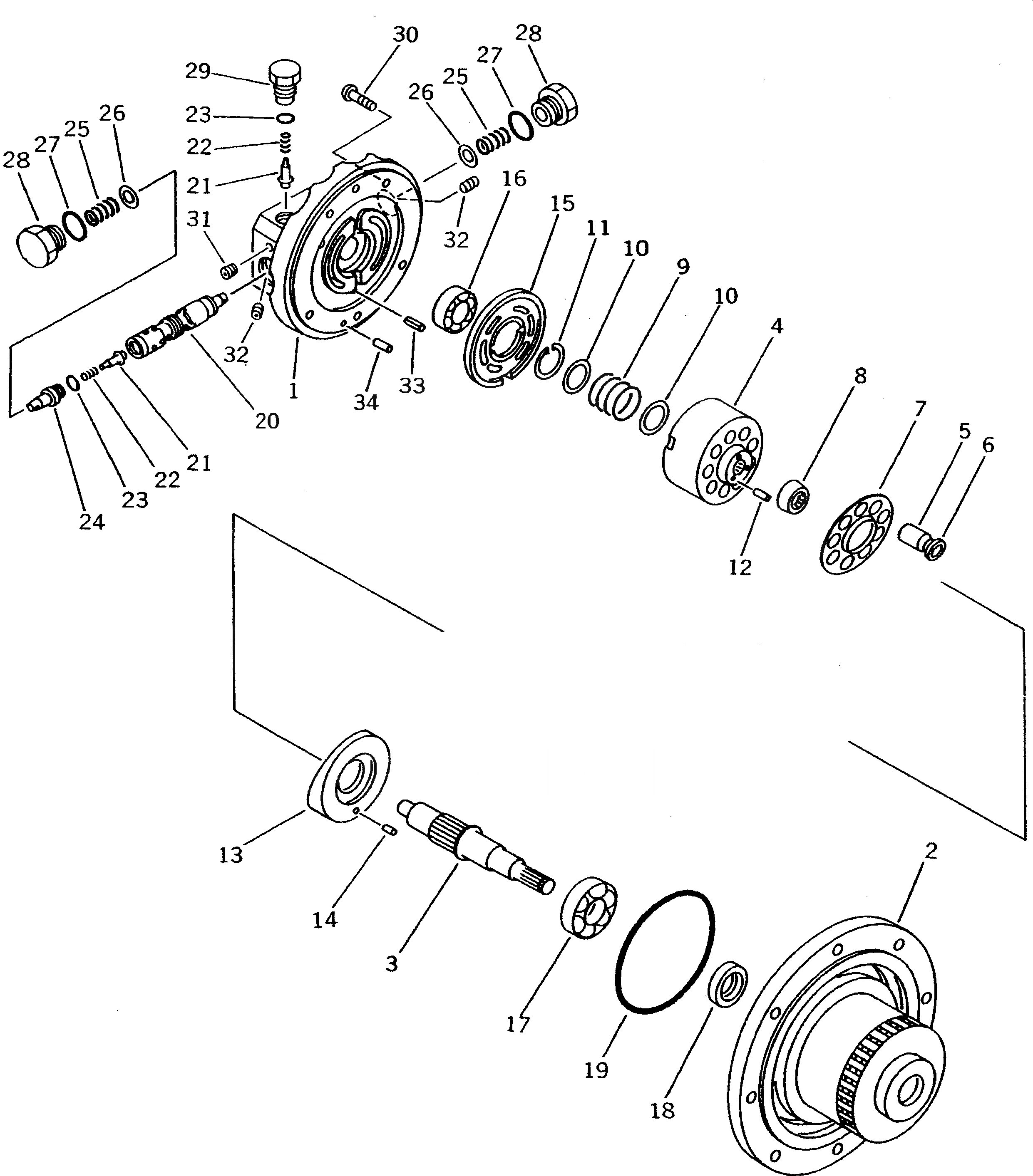 Схема запчастей Komatsu PC12UU-2 - МОТОР ХОДА (/) (ВНУТР. ЧАСТИ) ОСНОВН. КОМПОНЕНТЫ И РЕМКОМПЛЕКТЫ