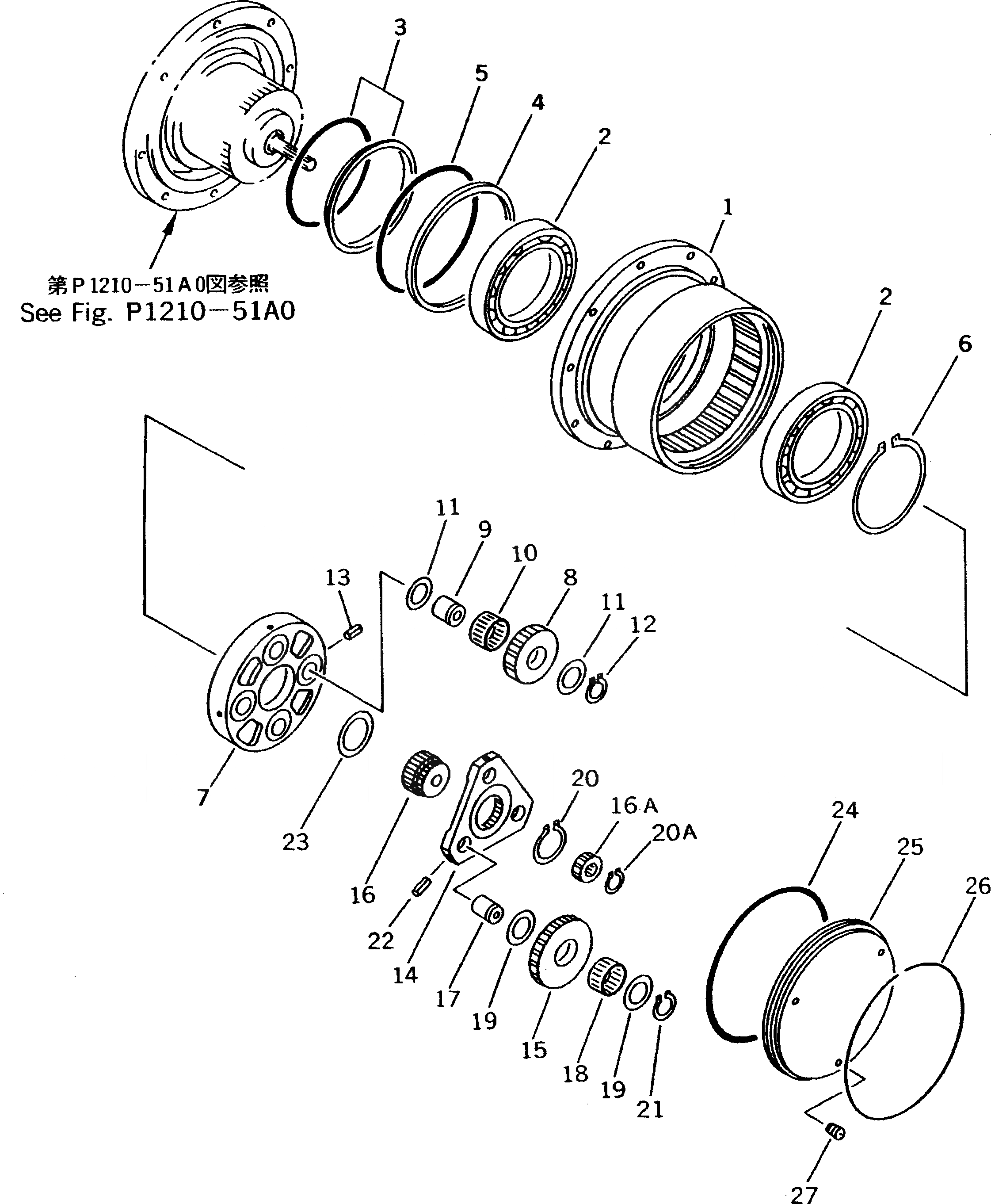 Схема запчастей Komatsu PC12UU-2 - МОТОР ХОДА (/) (ВНУТР. ЧАСТИ) ОСНОВН. КОМПОНЕНТЫ И РЕМКОМПЛЕКТЫ