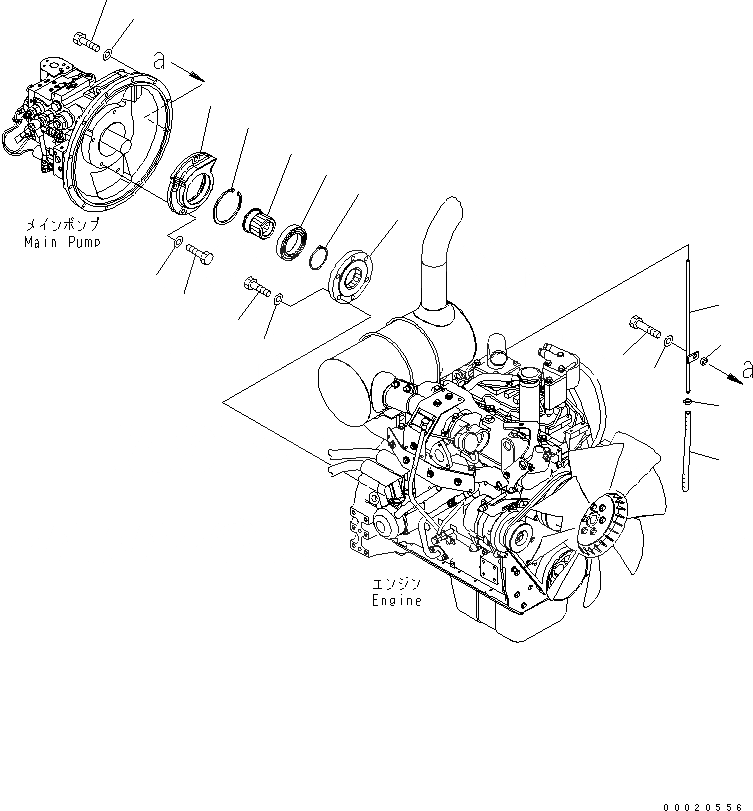 Схема запчастей Komatsu PC130-7 - ОСНОВН. НАСОС КРЕПЛЕНИЕ КОМПОНЕНТЫ ДВИГАТЕЛЯ