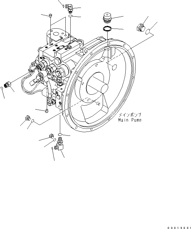 Схема запчастей Komatsu PC130-7 - ОСНОВН. НАСОС (СОЕДИНИТЕЛЬН. ЧАСТИ) ГИДРАВЛИКА