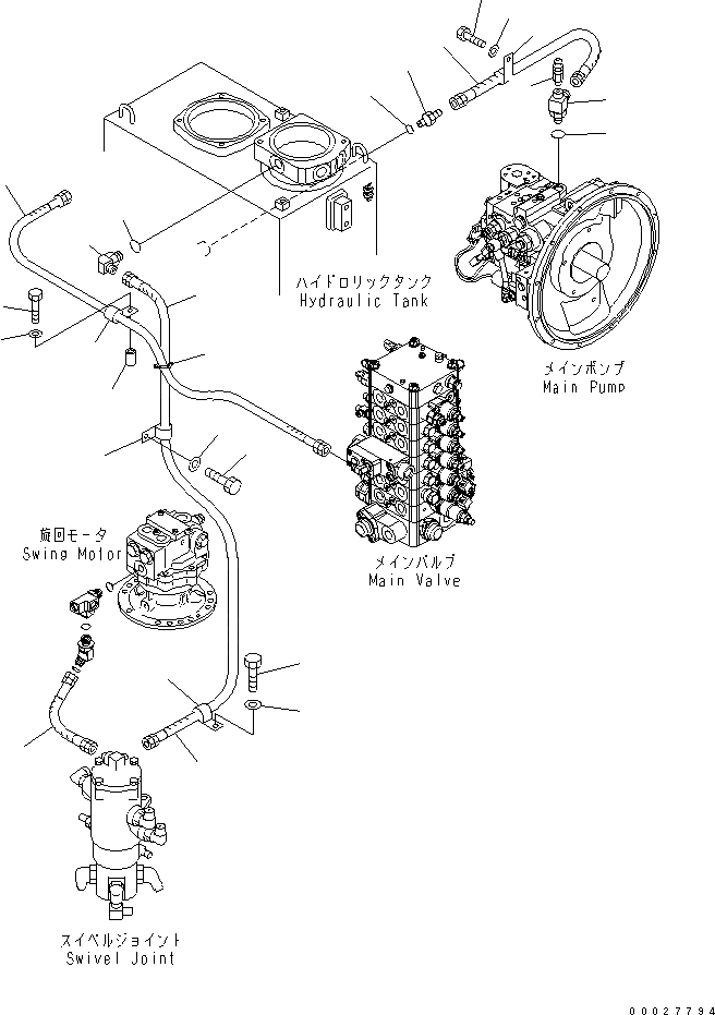 Схема запчастей Komatsu PC130-7 - ВОЗВРАТН. ЛИНИЯ (С РУКОЯТЬ ПРЕДОТВРАЩЕНИЕ СМЕЩЕНИЮ)(№7-) ГИДРАВЛИКА