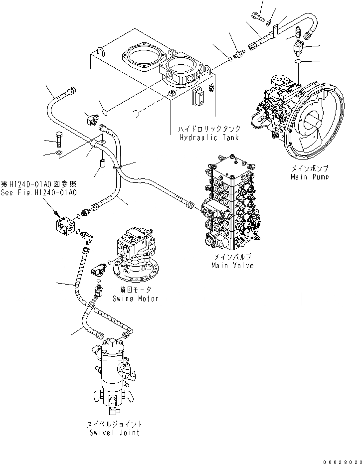 Схема запчастей Komatsu PC130-7 - ВОЗВРАТН. ЛИНИЯ (С СТРЕЛА И РУКОЯТЬ ПРЕДОТВРАЩЕНИЕ СМЕЩЕНИЮ)(№7-) ГИДРАВЛИКА