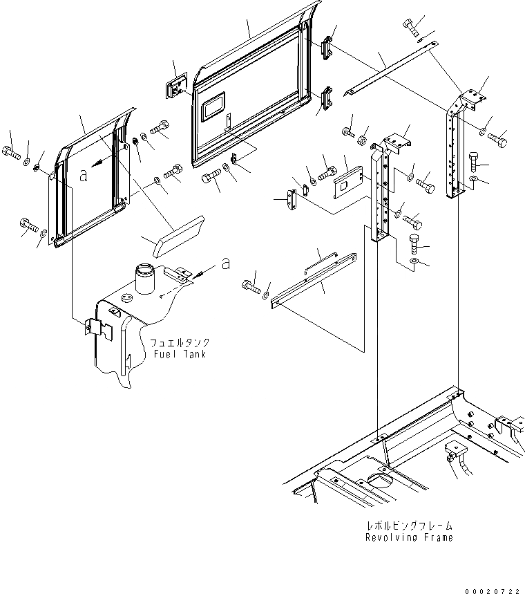Схема запчастей Komatsu PC130-7 - ДВЕРЬ ПРАВ. ЧАСТИ КОРПУСА