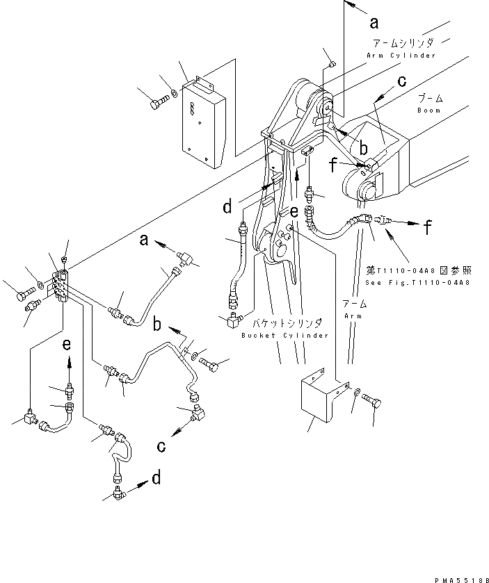Схема запчастей Komatsu PC130-6E - РУКОЯТЬ (АВТОМАТИЧ. СМАЗКА) (ДЛЯ АВТОМАТИЧ. СМАЗ.) РАБОЧЕЕ ОБОРУДОВАНИЕ
