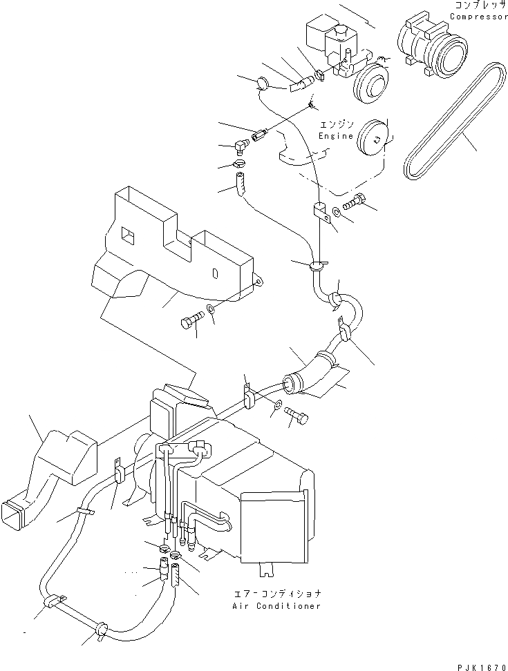 Схема запчастей Komatsu PC130-6G - КОНДИЦ. ВОЗДУХА (ГИДР. ПРОВОД. ОБОГРЕВАТЕЛЯ AND ВОЗДУХОВОДЫ)(№-) КАБИНА ОПЕРАТОРА И СИСТЕМА УПРАВЛЕНИЯ