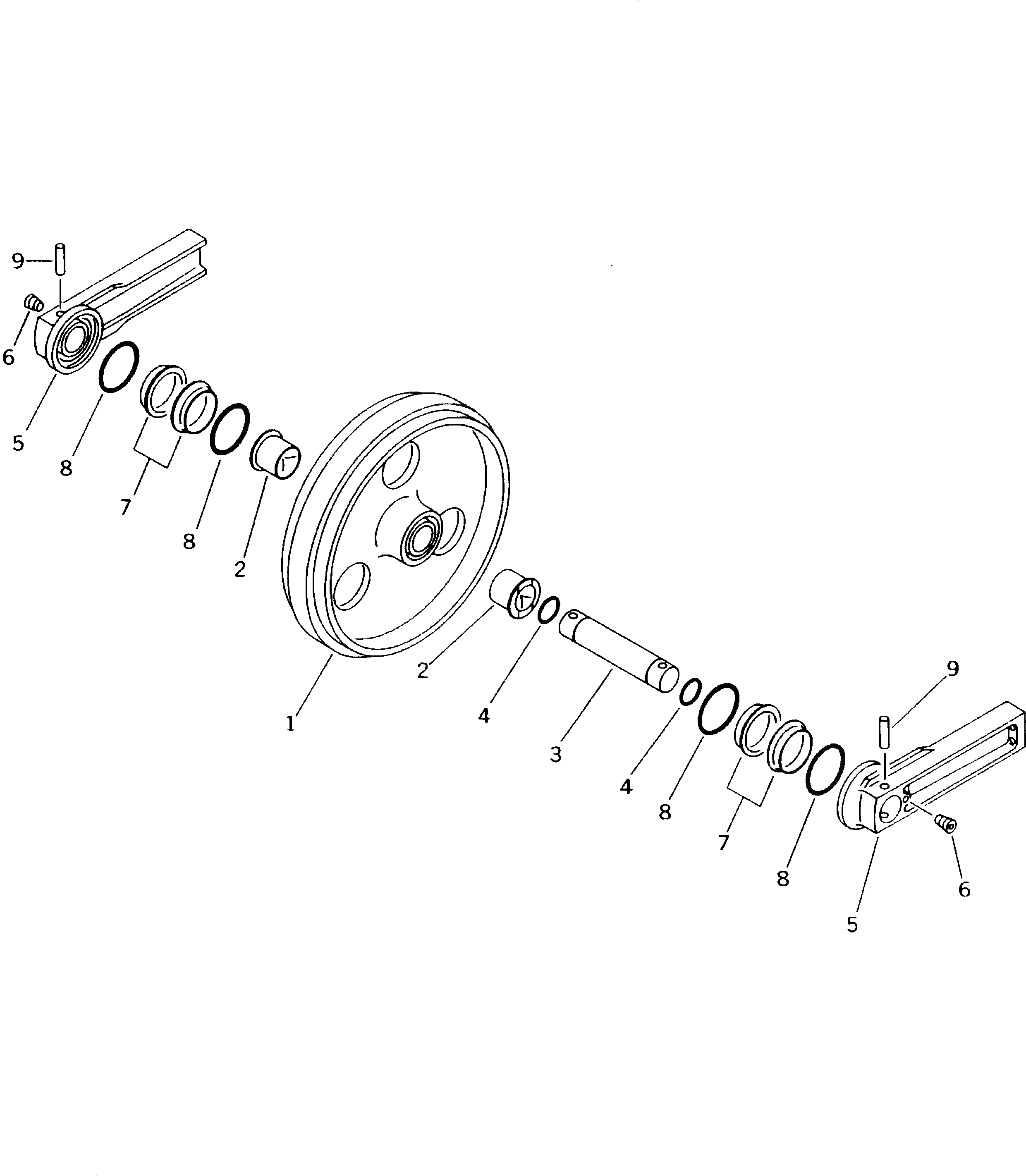 Схема запчастей Komatsu PC130-5K - ПЕРЕДН. ЛЕНИВЕЦ ХОД И ХОДОВАЯ