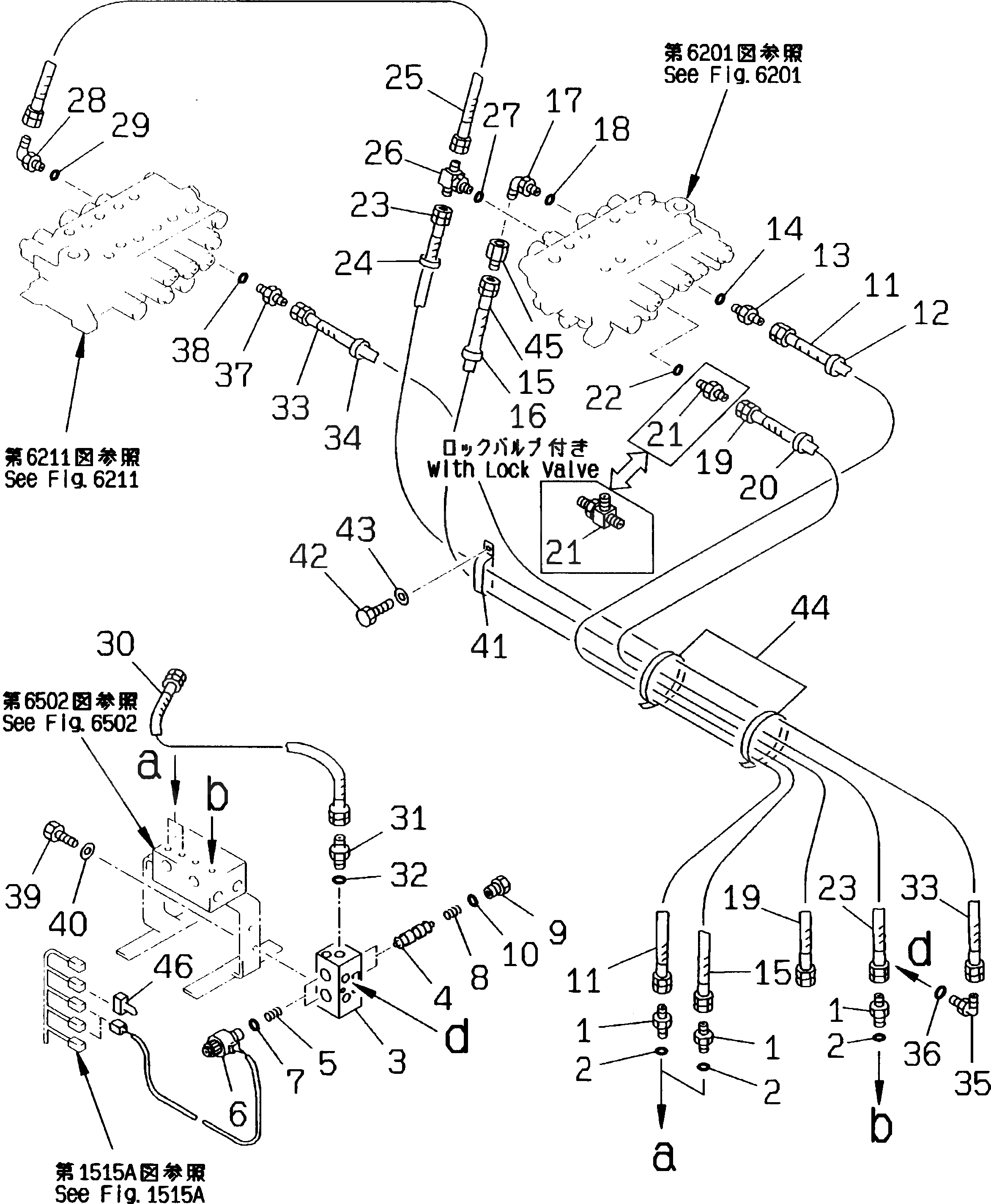 Схема запчастей Komatsu PC130-5K - ГИДРОЛИНИЯ (P.P.C. ТРУБЫ /) УПРАВЛ-Е РАБОЧИМ ОБОРУДОВАНИЕМ