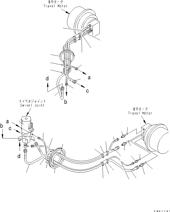 Схема запчастей Komatsu PC130-6K - ГИДРОЛИНИЯ ХОДАНИЖН. НИЖНЯЯ ГИДРОЛИНИЯ И ЛИНИЯ ХОДА