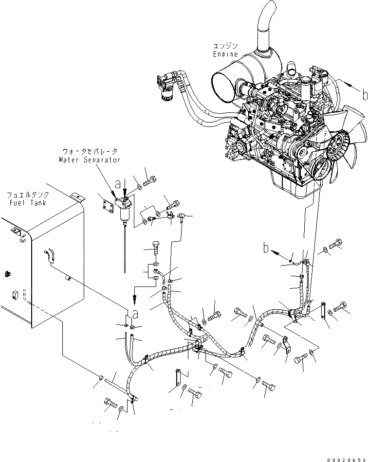 Схема запчастей Komatsu PC130-7K - ТОПЛИВН. ЛИНИЯ (ТОПЛИВН. ШЛАНГИ) (ПЛОХ. ТОПЛИВО (CONTAINED ВОДН.) ARRANGE СПЕЦ-Я.)(С ВОДООТДЕЛИТЕЛЕМ) ТОПЛИВН. БАК. AND КОМПОНЕНТЫ
