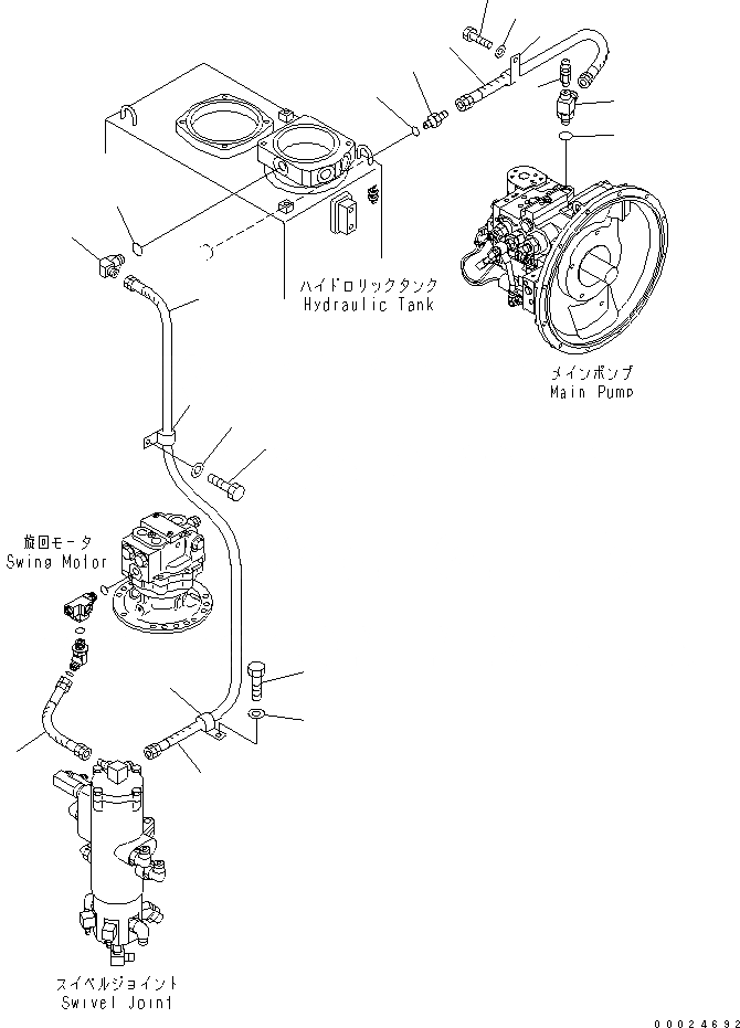 Схема запчастей Komatsu PC130-7K - ВОЗВРАТН. ЛИНИЯ (СПЕЦИФ-Я С ОТВАЛОМ) ГИДРАВЛИКА