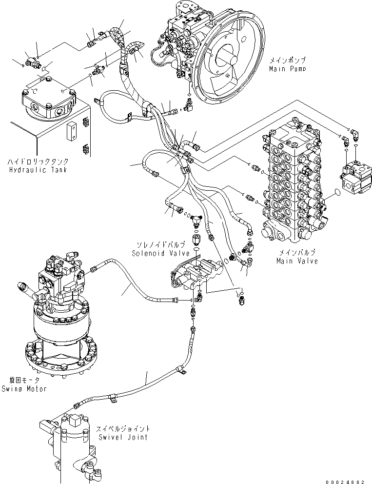 Схема запчастей Komatsu PC130-7K - СОЛЕНОИДНЫЙ КЛАПАН (ШЛАНГИ) (СПЕЦИФ-Я С ОТВАЛОМ) ГИДРАВЛИКА