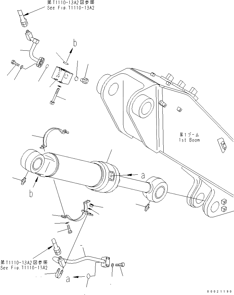 Схема запчастей Komatsu PC130-7K - ADJUST ЦИЛИНДР (2-СЕКЦИОНН. СТРЕЛА) РАБОЧЕЕ ОБОРУДОВАНИЕ