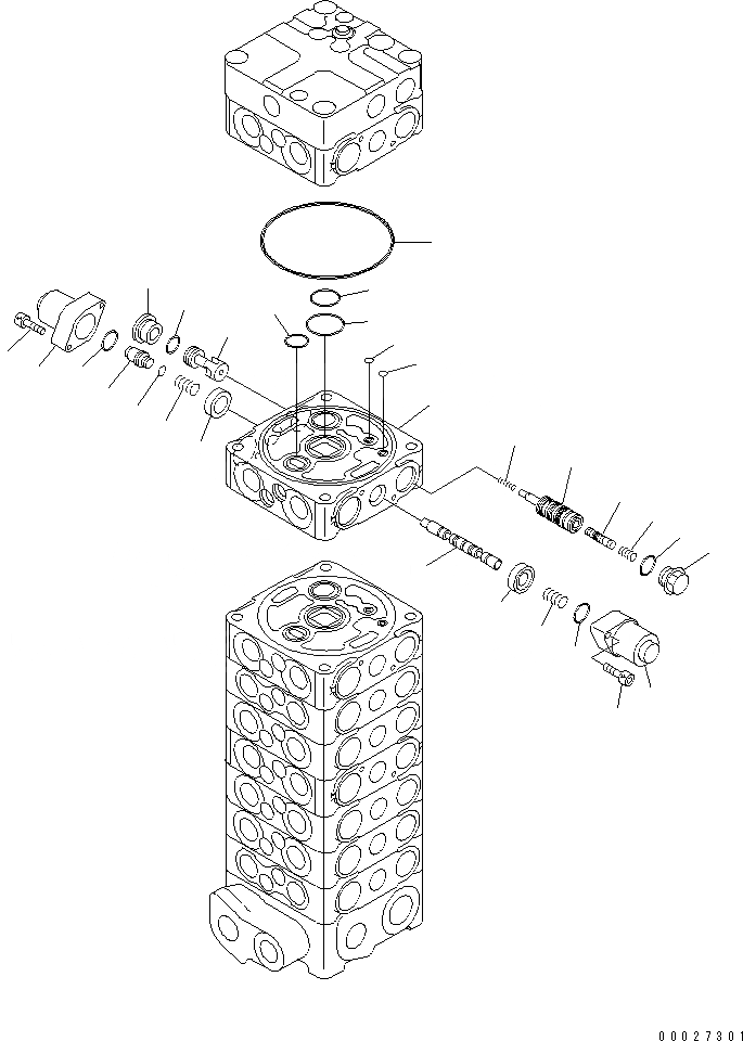 Схема запчастей Komatsu PC130-7K - ОСНОВН. КЛАПАН (9-КЛАПАН) (/) (СПЕЦИФ-Я С ОТВАЛОМ) (ДЛЯ 2-СЕКЦИОНН. СТРЕЛЫ) ОСНОВН. КОМПОНЕНТЫ И РЕМКОМПЛЕКТЫ