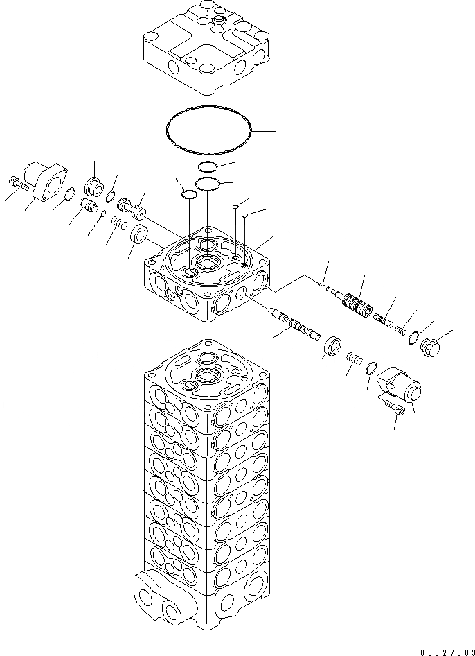 Схема запчастей Komatsu PC130-7K - ОСНОВН. КЛАПАН (9-КЛАПАН) (/) (СПЕЦИФ-Я С ОТВАЛОМ) (ДЛЯ 2-СЕКЦИОНН. СТРЕЛЫ) ОСНОВН. КОМПОНЕНТЫ И РЕМКОМПЛЕКТЫ