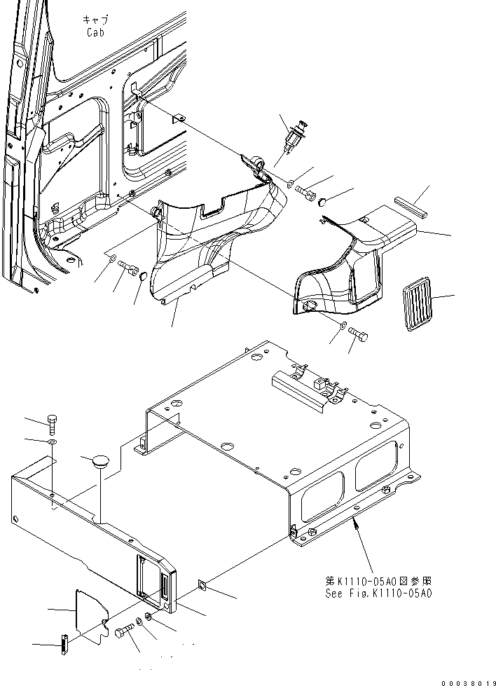 Схема запчастей Komatsu PC138US-2E - ОТДЕЛКА COVER КАБИНА ОПЕРАТОРА И СИСТЕМА УПРАВЛЕНИЯ