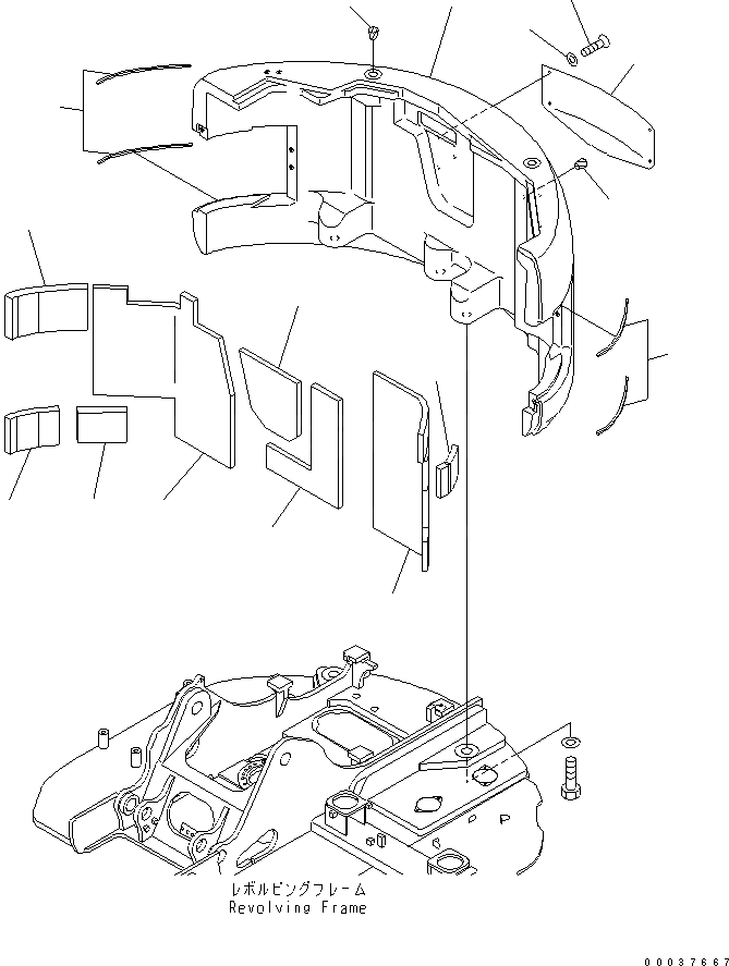 Схема запчастей Komatsu PC138US-2E - ПРОТИВОВЕС (ДЛЯ СТРАН ЕС НОВ. NOISE ПОНИЖАЮЩ. ARRANGEMENT )(№8-) ЧАСТИ КОРПУСА