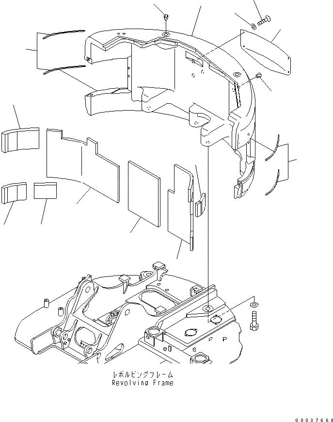 Схема запчастей Komatsu PC138US-2E - ПРОТИВОВЕС (ДЛЯ ОТВАЛ) (ДЛЯ СТРАН ЕС НОВ. NOISE ПОНИЖАЮЩ. ARRANGEMENT )(№8-) ЧАСТИ КОРПУСА