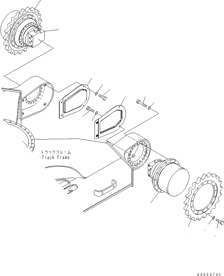 Схема запчастей Komatsu PC138US-8 - КОНЕЧНАЯ ПЕРЕДАЧА (POWER UP ТИП) НИЖНЯЯ ГИДРОЛИНИЯ И ЛИНИЯ ХОДА