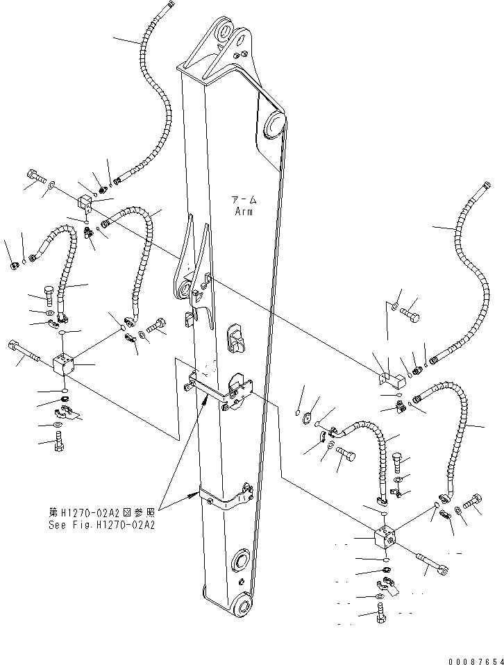 Схема запчастей Komatsu PC138US-8 - РУКОЯТЬ (ГРЕЙФЕРН. ЛИНИЯ) (.M РУКОЯТЬ) (№9-) T РАБОЧЕЕ ОБОРУДОВАНИЕ