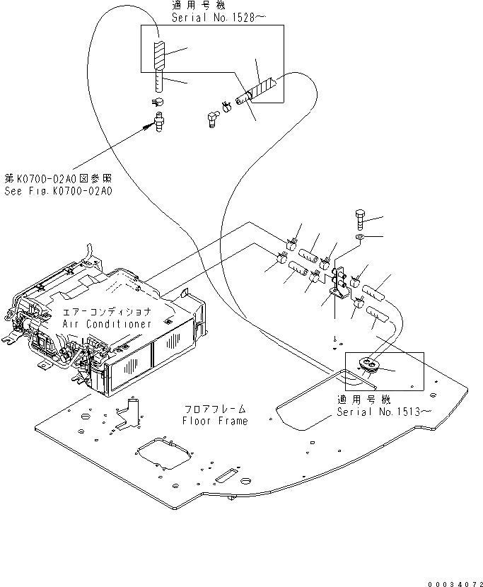 Схема запчастей Komatsu PC138USLC-2 - ОСНОВН. КОНСТРУКЦИЯ (ШЛАНГИ ОБОГРЕВАТЕЛЯ И КРЕПЛЕНИЕ) КАБИНА ОПЕРАТОРА И СИСТЕМА УПРАВЛЕНИЯ