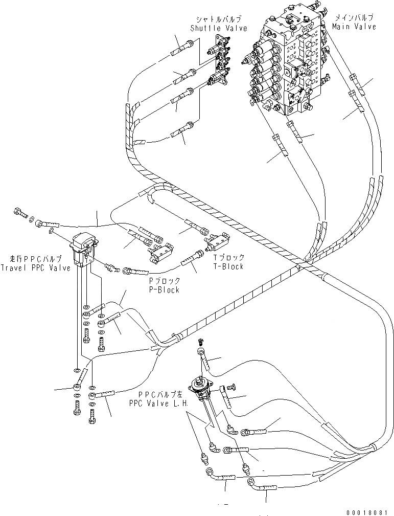 Схема запчастей Komatsu PC138USLC-2 - ОСНОВН. КОНСТРУКЦИЯ (P.P.C ШЛАНГИ) (/) КАБИНА ОПЕРАТОРА И СИСТЕМА УПРАВЛЕНИЯ