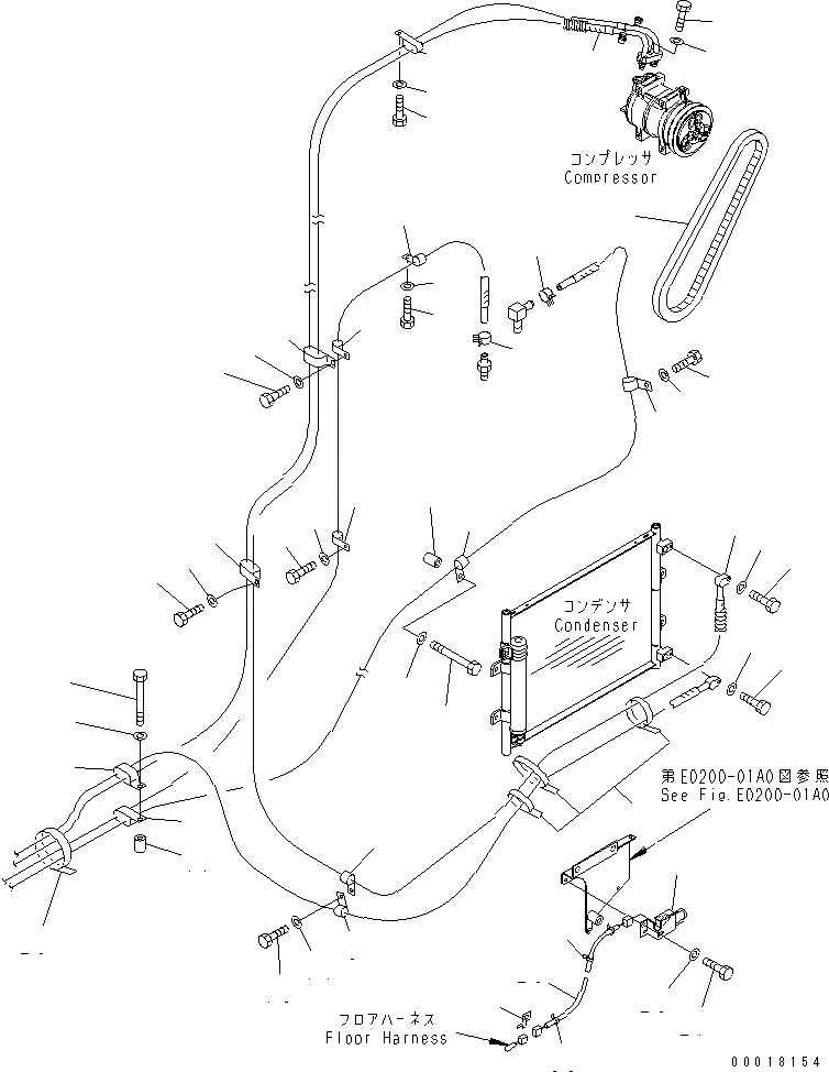 Схема запчастей Komatsu PC138US-2-AT - КОНДИЦ. ВОЗДУХА (ШЛАНГИ) (ДЛЯ АВТОМАТИЧ. КОНДИЦ. ВОЗДУХА) КАБИНА ОПЕРАТОРА И СИСТЕМА УПРАВЛЕНИЯ
