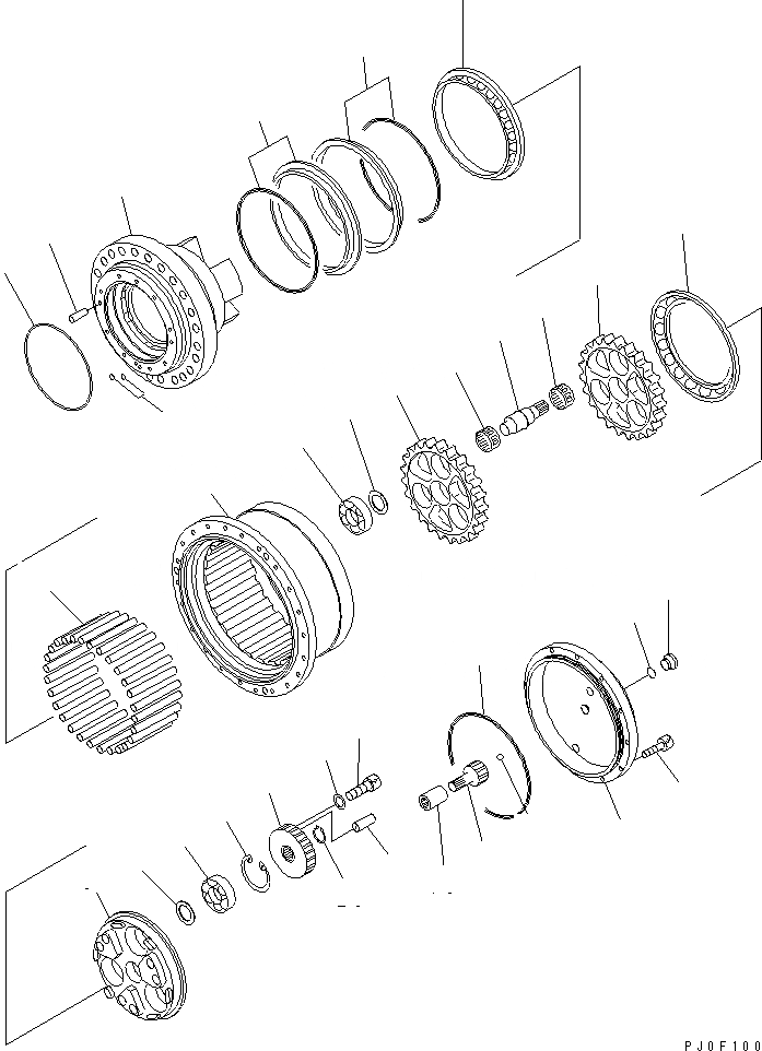 Схема запчастей Komatsu PC138US-2-AT - ХОД MTOR (КОНЕЧНАЯ ПЕРЕДАЧА В СБОРЕ) (GMVL ТИП) ОСНОВН. КОМПОНЕНТЫ И РЕМКОМПЛЕКТЫ