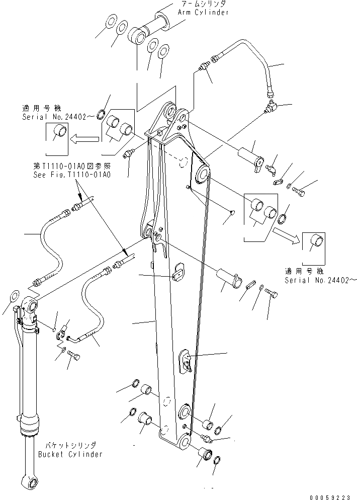 Схема запчастей Komatsu PC138USLC-8 - РУКОЯТЬ (ДЛЯ НАВЕСН. ОБОРУД.)(№-) РАБОЧЕЕ ОБОРУДОВАНИЕ