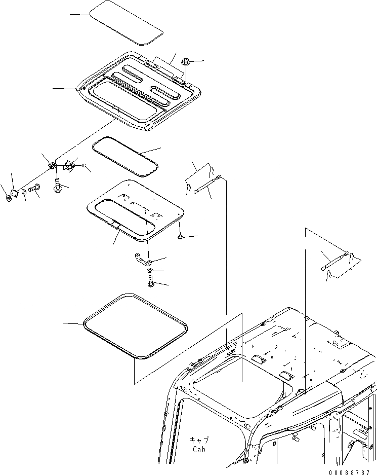 Схема запчастей Komatsu PC138US-8 - КАБИНА (ОКНО В КРЫШЕ) (ДЛЯ АВСТРАЛИИ)(№7-) КАБИНА ОПЕРАТОРА И СИСТЕМА УПРАВЛЕНИЯ
