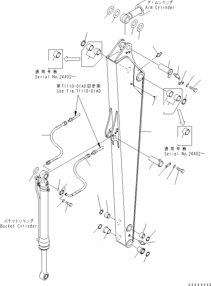 Схема запчастей Komatsu PC138US-8 - УДЛИНН. РУКОЯТЬ(№-) РАБОЧЕЕ ОБОРУДОВАНИЕ