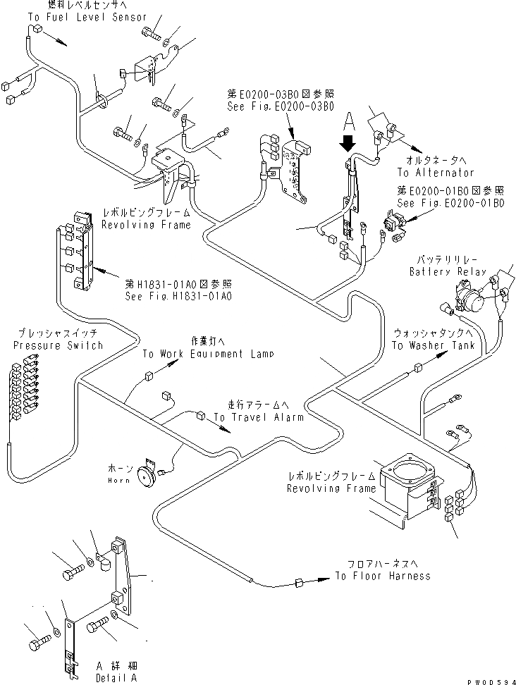 Схема запчастей Komatsu PC138USLC-2 - VEHICLE ЭЛЕКТР. (ОСНОВН. Э/ПРОВОДКА /) (ДЛЯ A ГЕНЕРАТОР)(АВТОМАТИЧ. DECEL) (BIB ЗВУК. СИГНАЛ.) ЭЛЕКТРИКА