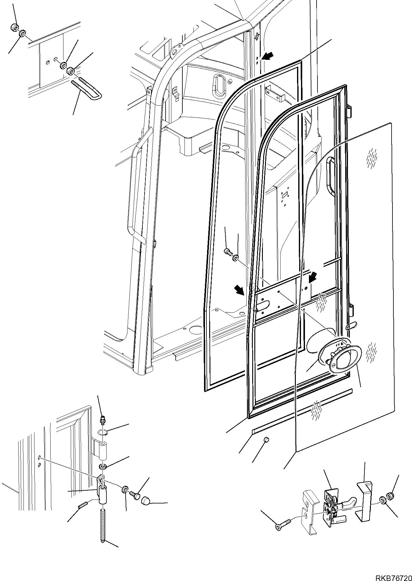 Схема запчастей Komatsu PC14R-3 - КАБИНА (/) ЧАСТИ КОРПУСА И КАБИНА