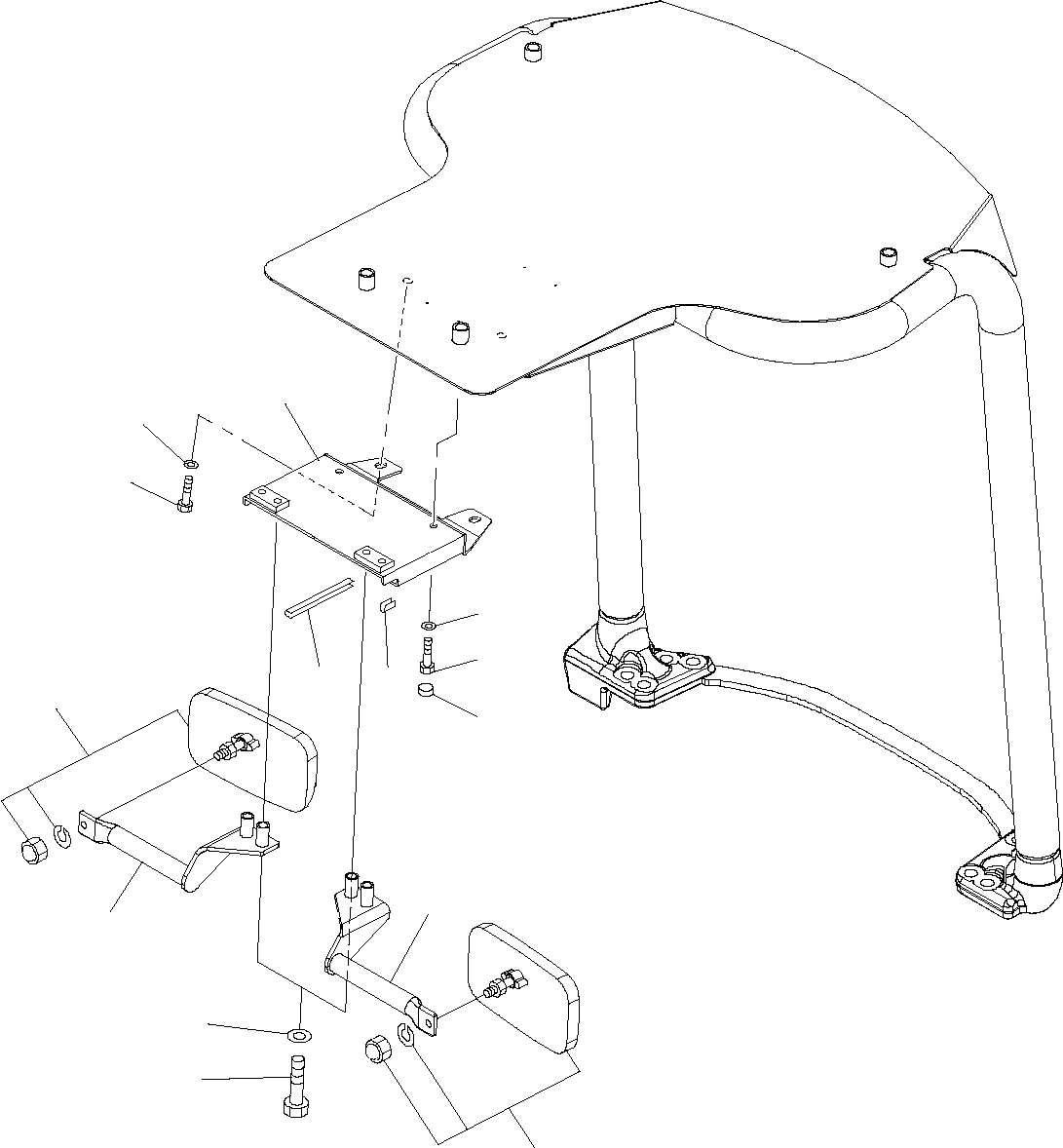 Схема запчастей Komatsu PC14R-2 - VIEW ЗЕРКАЛА(FRO НАВЕС) ЧАСТИ КОРПУСА И КАБИНА