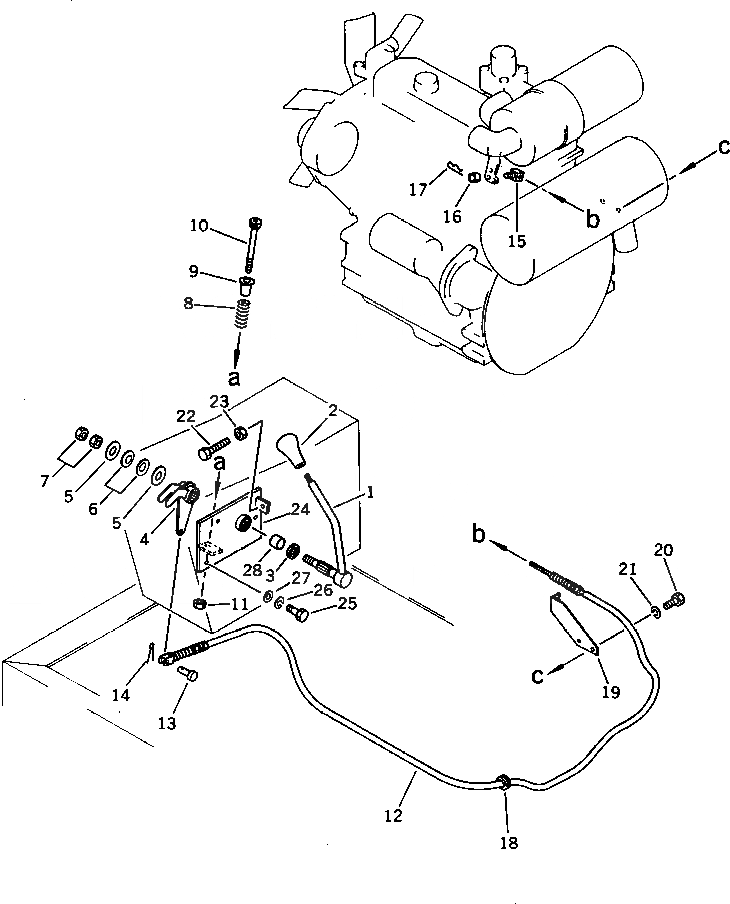 Схема запчастей Komatsu PC15-1 - РЫЧАГ УПРАВЛ-Я ПОДАЧЕЙ ТОПЛИВА КОМПОНЕНТЫ ДВИГАТЕЛЯ И ЭЛЕКТРИКА