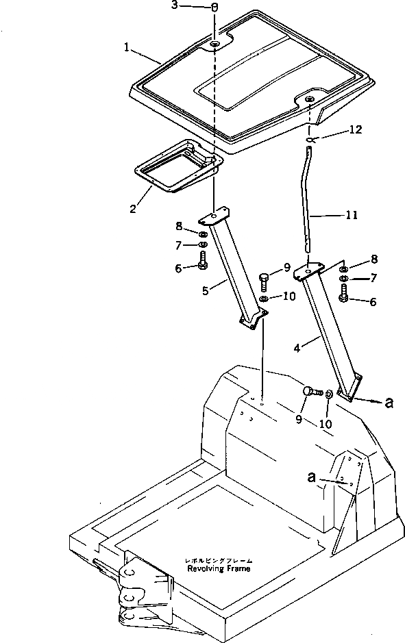 Схема запчастей Komatsu PC15-1 - НАВЕС ОСНОВНАЯ РАМА И КАБИНА