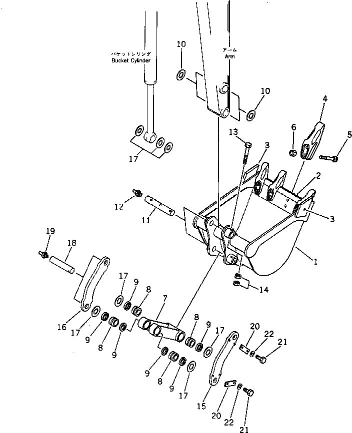 Схема запчастей Komatsu PC15-1 - КОВШ И СОЕДИНИТЕЛЬН. ЗВЕНО РАБОЧЕЕ ОБОРУДОВАНИЕ