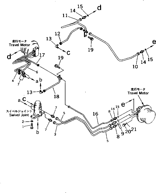 Схема запчастей Komatsu PC15-3 - НИЖН. ТРУБЫ(№-) НИЖНЯЯ ГИДРОЛИНИЯ И ЛИНИЯ ХОДА