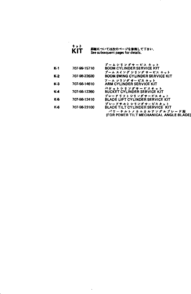 Схема запчастей Komatsu PC15-3 - КОМПЛЕКТ ОСНОВН. КОМПОНЕНТЫ И РЕМКОМПЛЕКТЫ