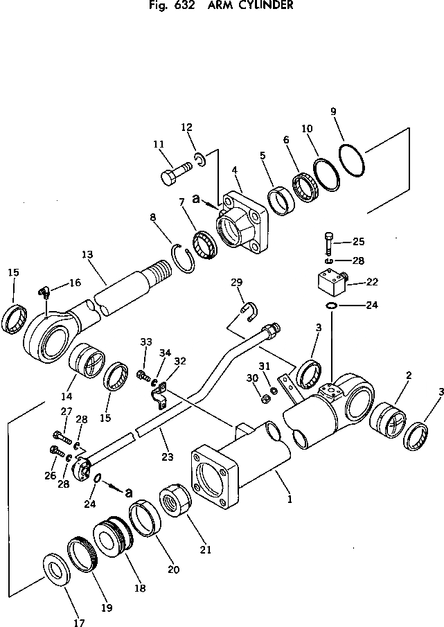 Схема запчастей Komatsu PC150-1 - ЦИЛИНДР РУКОЯТИ УПРАВЛ-Е РАБОЧИМ ОБОРУДОВАНИЕМ