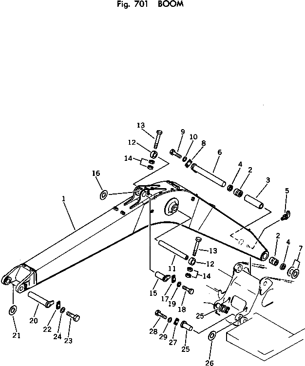 Схема запчастей Komatsu PC150-1 - СТРЕЛА РАБОЧЕЕ ОБОРУДОВАНИЕ