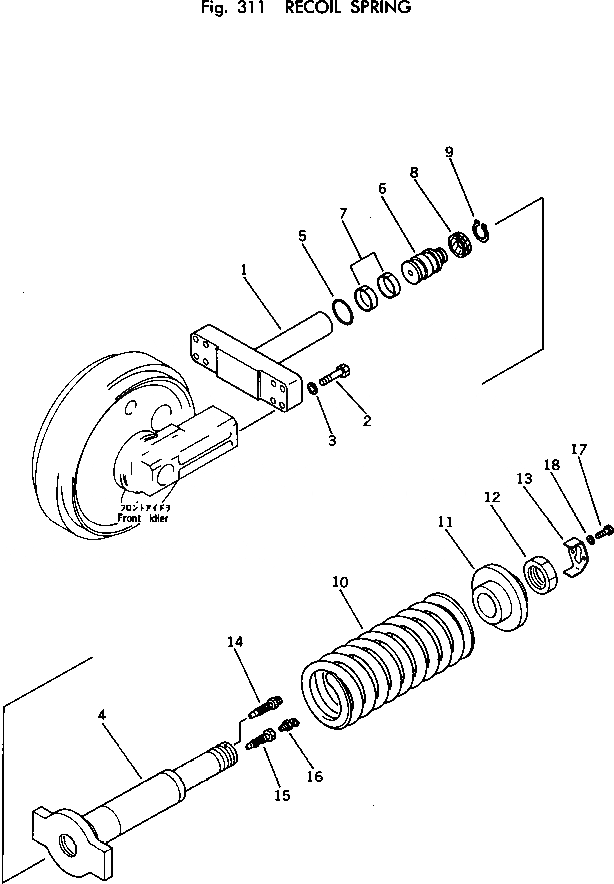 Схема запчастей Komatsu PC150-1 - ПРУЖИНА ХОДОВАЯ