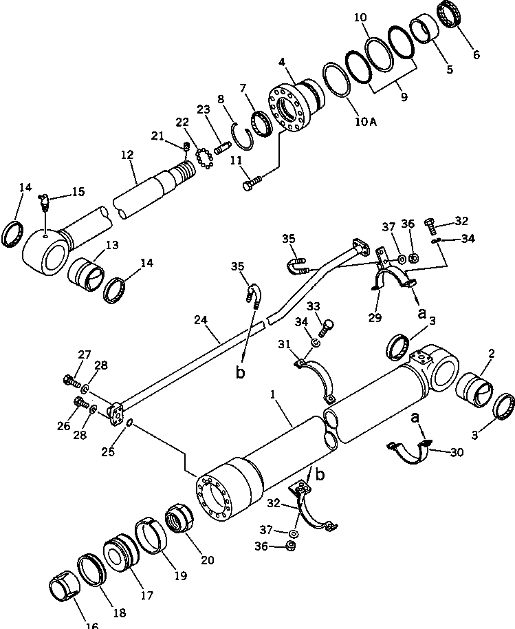 Схема запчастей Komatsu PC150-3 - ЦИЛИНДР РУКОЯТИ УПРАВЛ-Е РАБОЧИМ ОБОРУДОВАНИЕМ