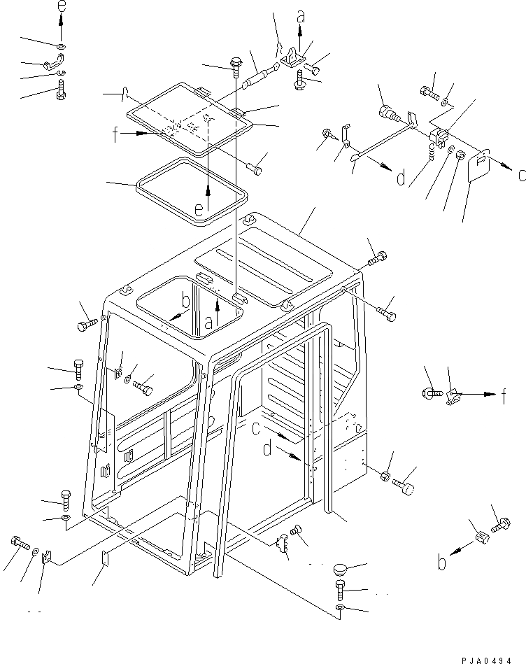 Схема запчастей Komatsu PC150-5 - КАБИНА (/7) (КАБИНА) (ДЛЯ США И CANADA) КАБИНА ОПЕРАТОРА И СИСТЕМА УПРАВЛЕНИЯ