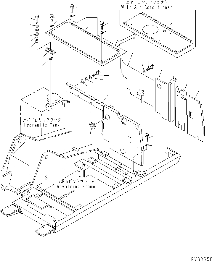 Схема запчастей Komatsu PC150-5 - ЗАДН. БОКОВ. КРЫШКА(№8-) ЧАСТИ КОРПУСА